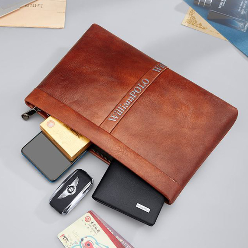 Túi kẹp nách nam cao cấp hàng hiệu WilliamPOLO chất liệu da Bò nguyên tấm - POLO 222173
