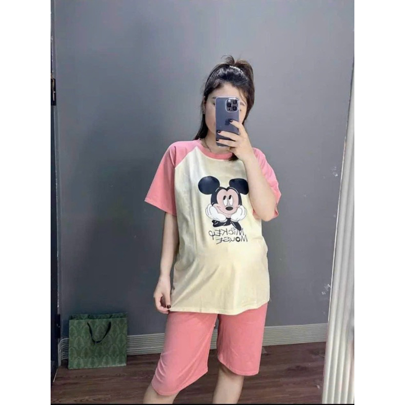Bộ Bầu Lửng Micky - Chất liệu cotton - Trước Và Sau sinh