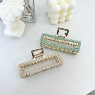 Kẹp tóc dáng vuông đính hạt màu sắc pastel Modleaf Bobble square pin Hàn Quốc