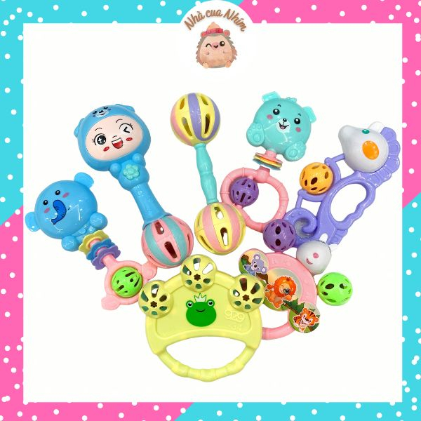 Bộ đồ chơi 7 món xúc xắc, lục lạc có chuông vui nhộn hình thú đáng yêu cho bé