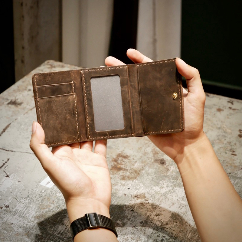Ví gập 3 - Olderister | làm thủ công từ da bò nguyên tấm