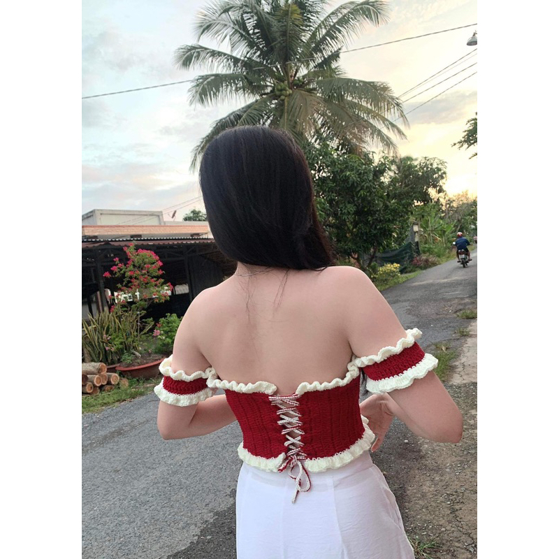 🌸  Áo tay bèo móc len HANDMADE, Có sẵn