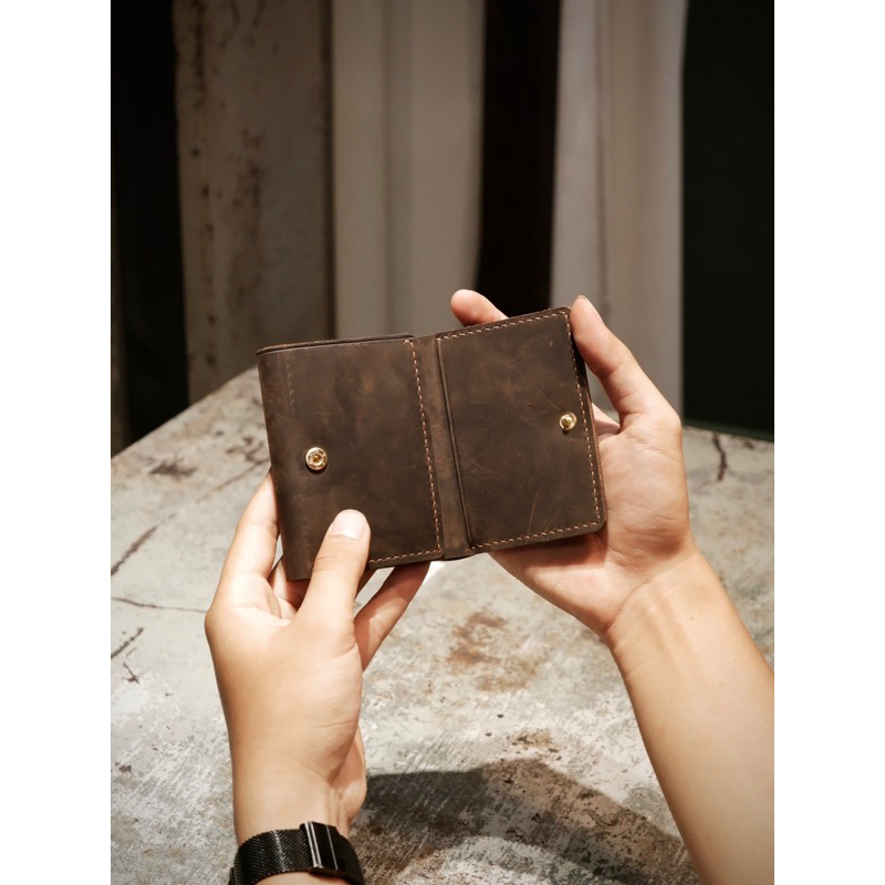 Ví gập 3 - Olderister | làm thủ công từ da bò nguyên tấm