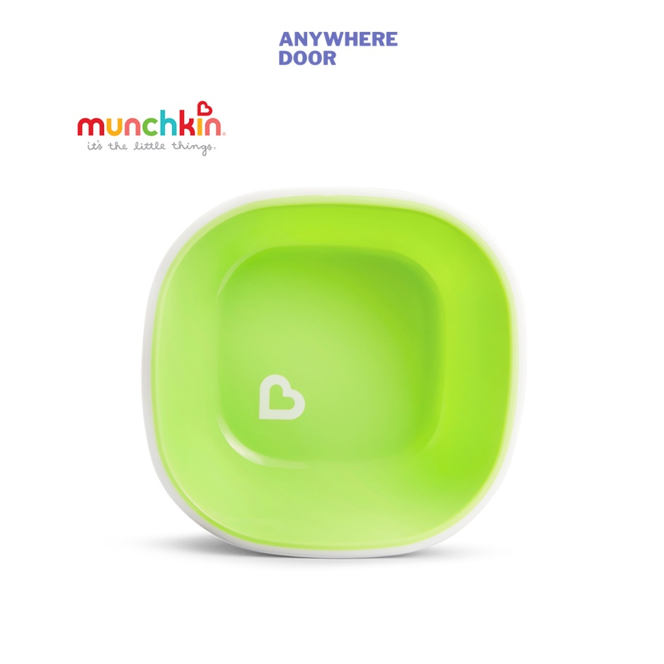 Bộ 2 bát Munchkin đế bọc nhựa TPE chống trơn trượt cho bé ăn dặm
