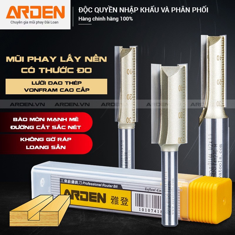 Mũi phay gỗ thẳng Arden Taiwan cốt 12mm