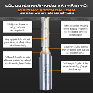 Mũi phay gỗ thẳng Arden Taiwan cốt 12mm