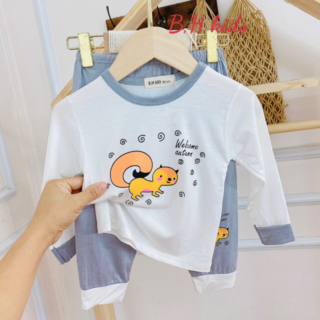 Bộ dài tay bé trai , bộ dài tay bé gái chất thun lạnh từ 6kg đến 16kg - jkids