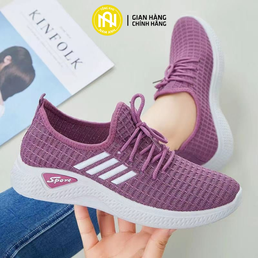 Giầy sneaker thể thao nữ Sport 029 nhiều màu 3 kẻ vải thoáng khí bền đẹp đi bộ, đi tập nhẹ êm chân - TN store