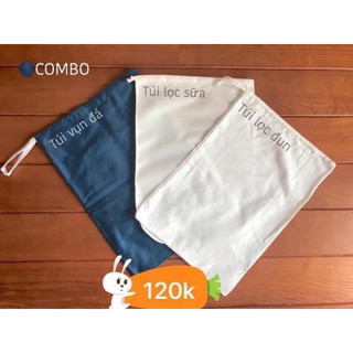 Combo 3 loại túi gia dụng: túi đập đá size 2432cm - túi lọc đa năng size 24*36cm