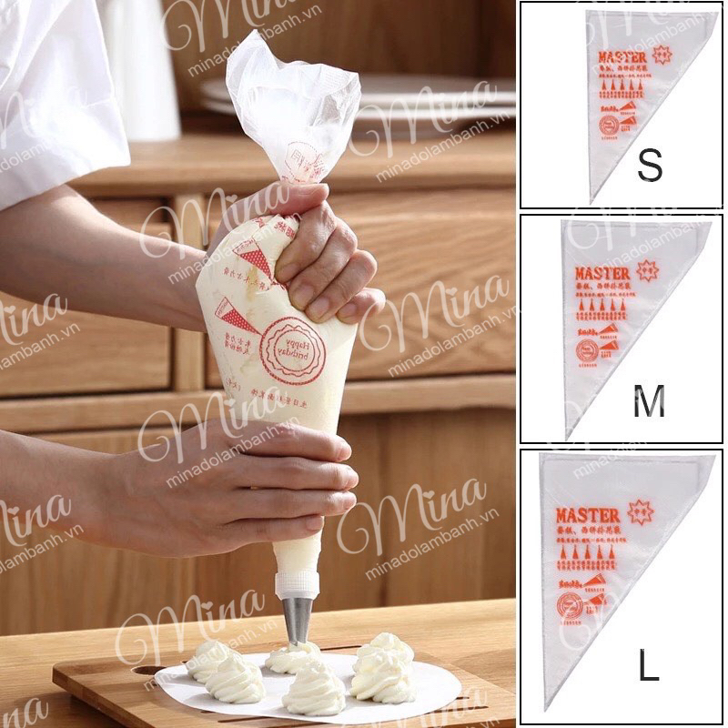 Túi bắt bông kem sần Master ~ 100 chiếc