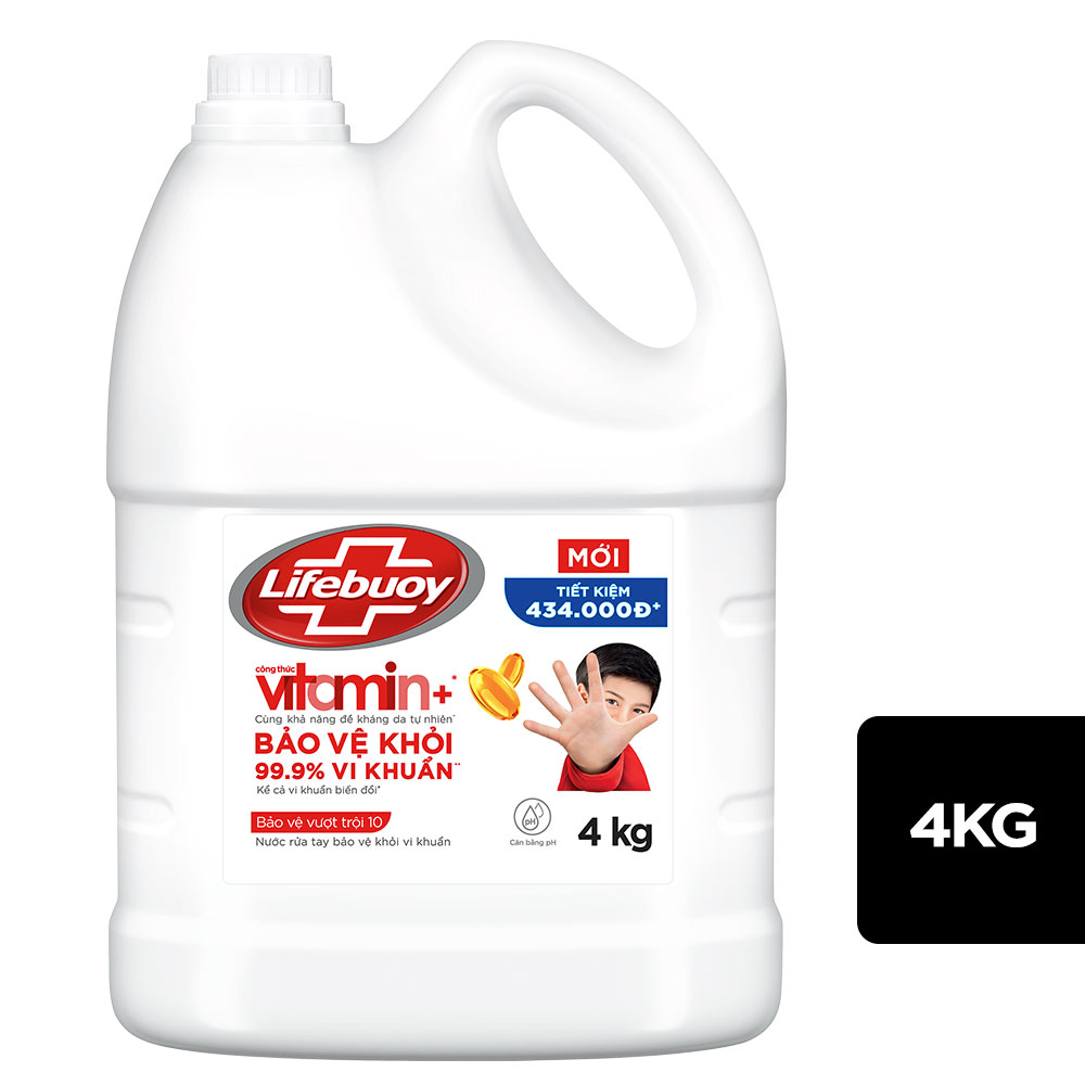 Nước Rửa Tay Lifebuoy Bảo Vệ Vượt Trội Can 4kg