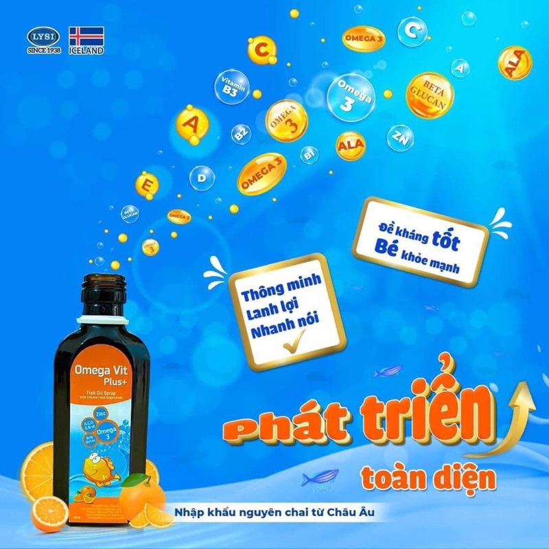 Omega Vít Plus bổ sung omega DHA tinh khiết cho bé giúp não booj phát triển, bé nhanh nói, thông minh nhanh nhen