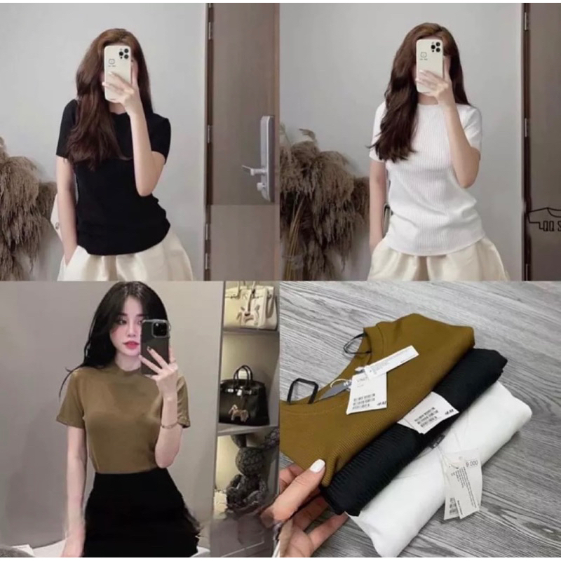 [Video thật ] Set 3 áo thun hàng xuất xịn full màu - Áo thun nữ cổ tròn ôm body full bảng màu