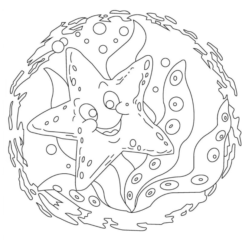 Sao biển Starfish - Set 20 Tờ Tranh Tô Màu A4 A5 Dành Cho Màu Sáp, Màu Chì - TRANH TÔ MÀU COLOR LAND