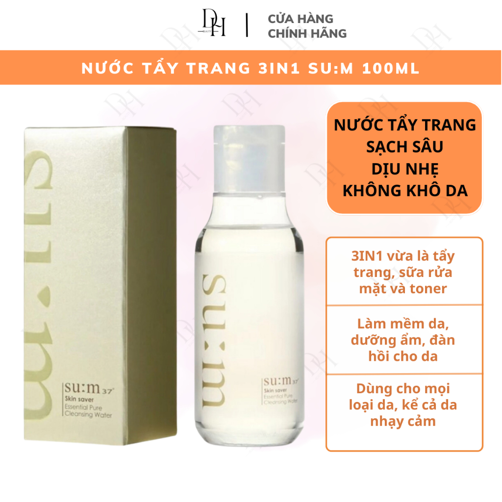 Nước tẩy trang Sum37/ JG/ Dịu nhẹ sạch sâu, không cồn tinh - chất thảo mộc - cho mọi loại da/ dưỡng ẩm/ 100 ml