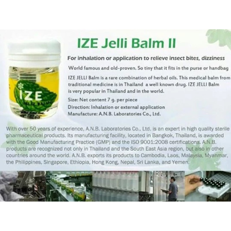 Dầu Hít Thông Mũi Bạc Hà Ize Jelli Balm Thái Lan 7cc