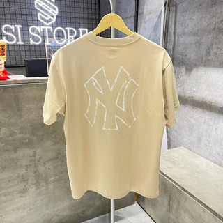 Áo thun new era ny viền trắng beige