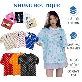 Áo thun nam nữ m.l.b form rộng tay lỡ, thun cotton dày mịn