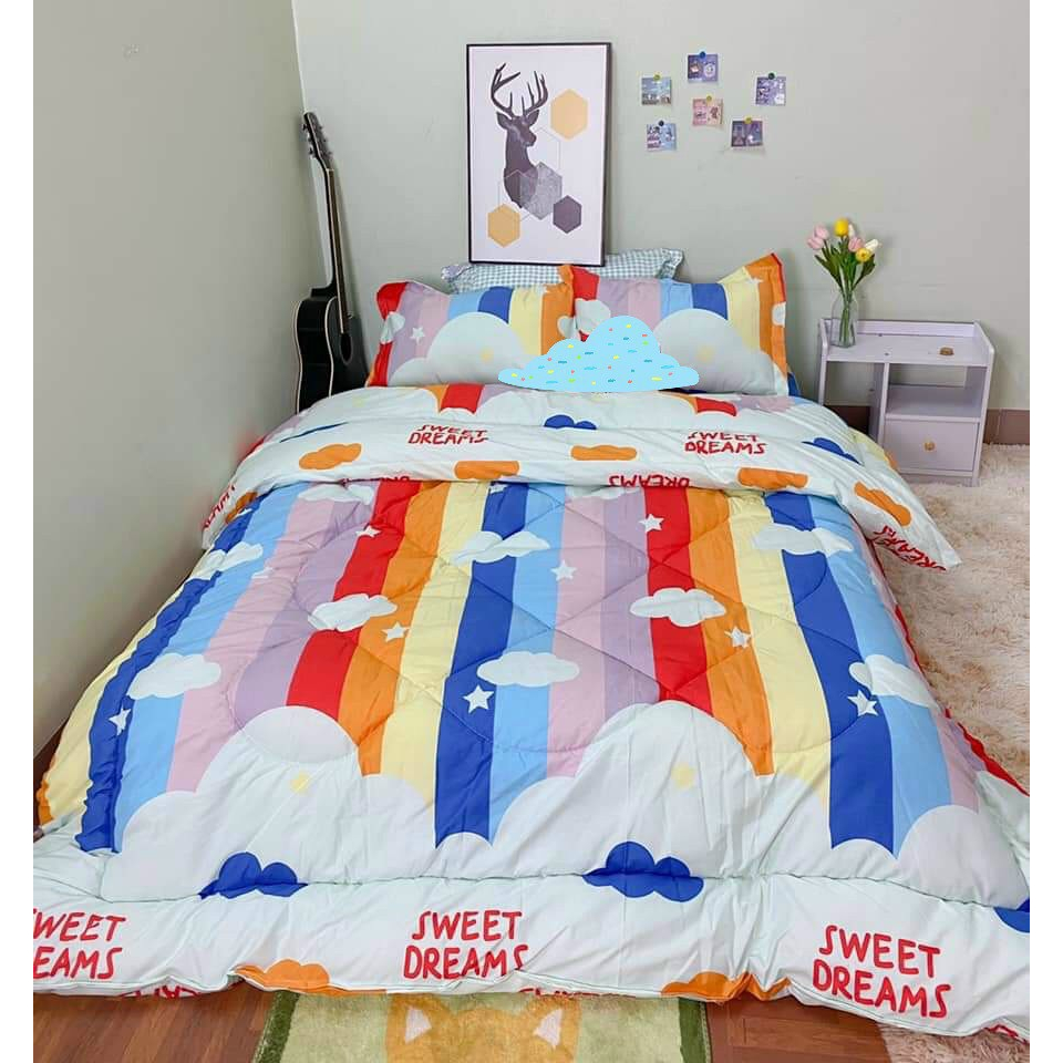 Bộ Chăn Ga Gối Cotton Poly Chăn Chần Bông HIN BEDDING Nhập Khẩu Các Mẫu Mới Miễn Phí Bo Chun