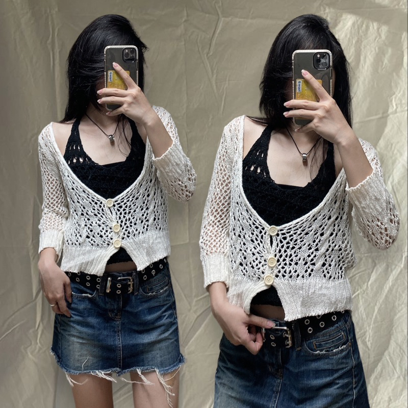 Áo lưới si nhật , hàn crochet