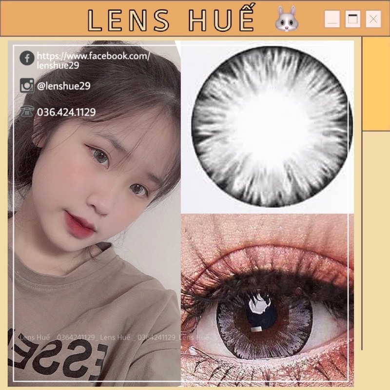 🎀LENS mắt màu xám vân hoa long lanh giãn to tone Douyin, Hàn, đi tiệc - Lens Huế 👁️✨