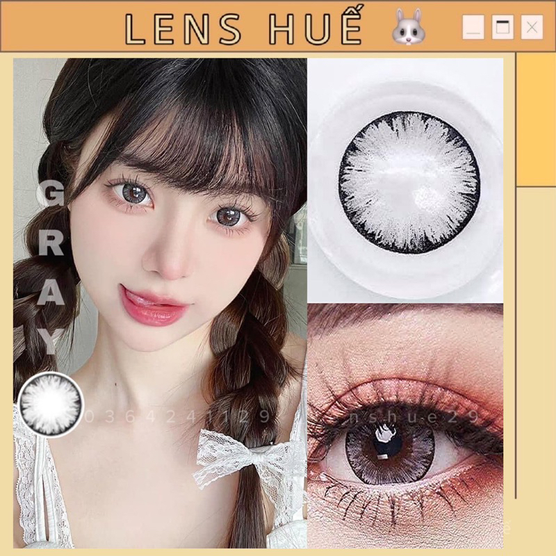 🎀LENS mắt màu xám vân hoa long lanh giãn to tone Douyin, Hàn, đi tiệc - Lens Huế 👁️✨