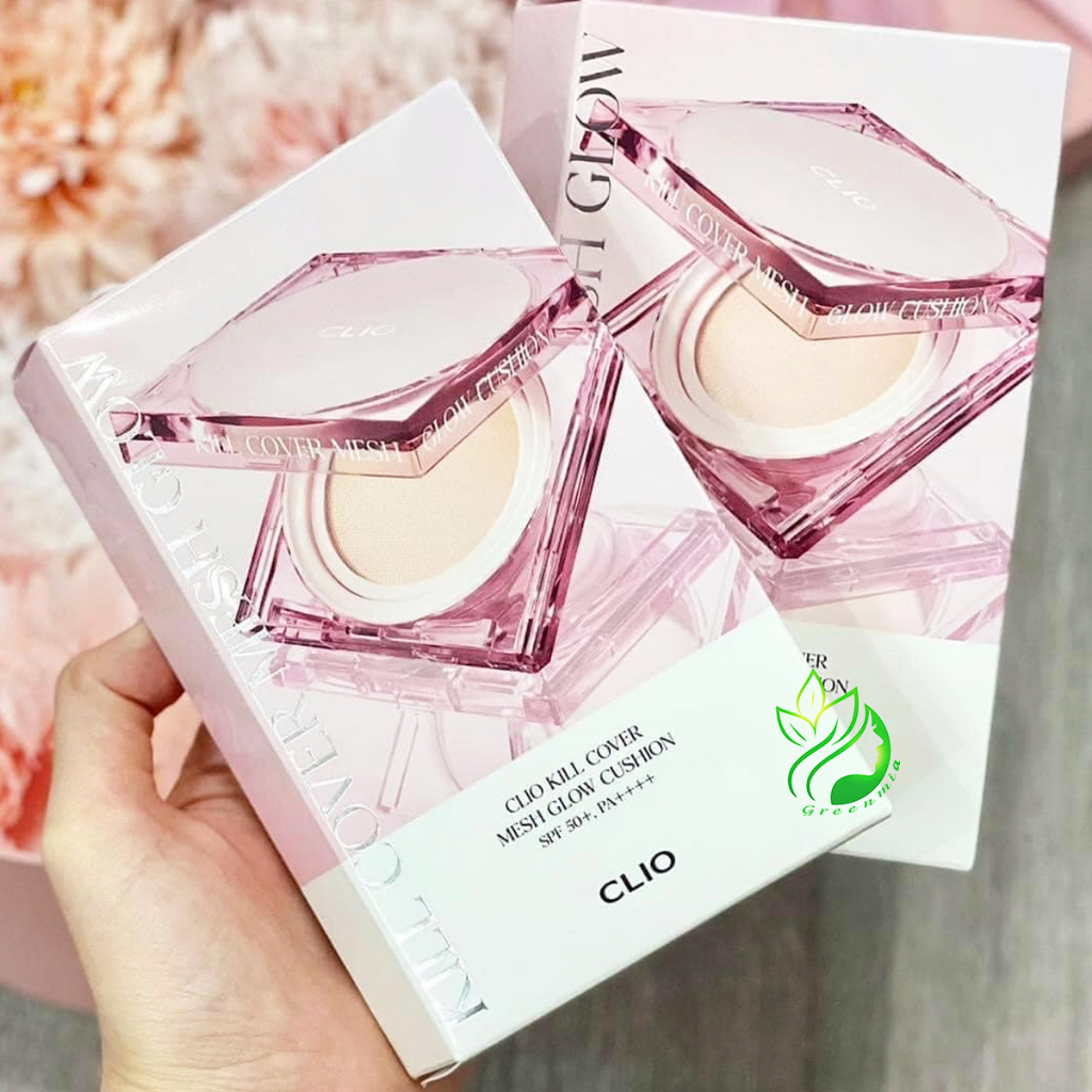 Cushion Phấn Nước Clio Hồng Kill Cover Mesh Glow SPF50+ PA++++ 15gx2 Căng Bóng Che Khuyết Điểm