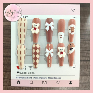 Set 24 móng tay giả, móng úp dạng dải móng, thang móng JJ26