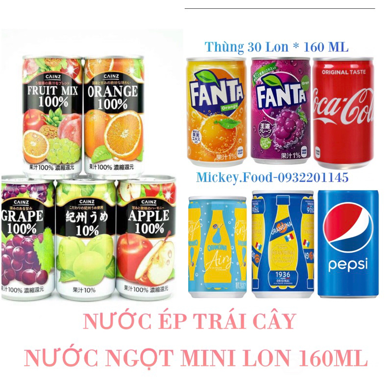 Coca Cola -Fanta mini lon 160ml nhật bản- Đầy đủ các vị