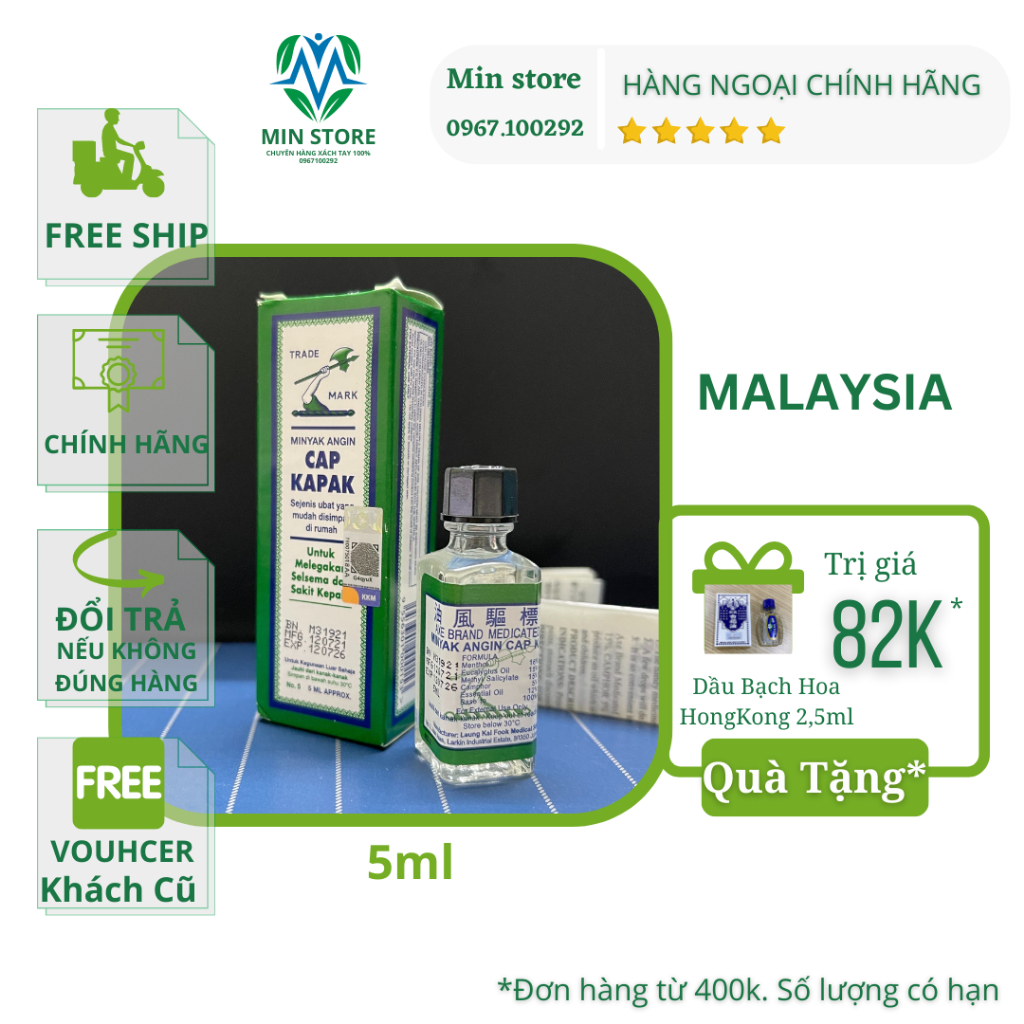 Dầu Gió Trắng Cây Búa MALAYSIA Axe Brand CHÍNH HÃNG
