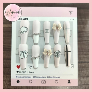 Set 24 móng tay giả, móng úp dạng dải móng, thang móng JJ36