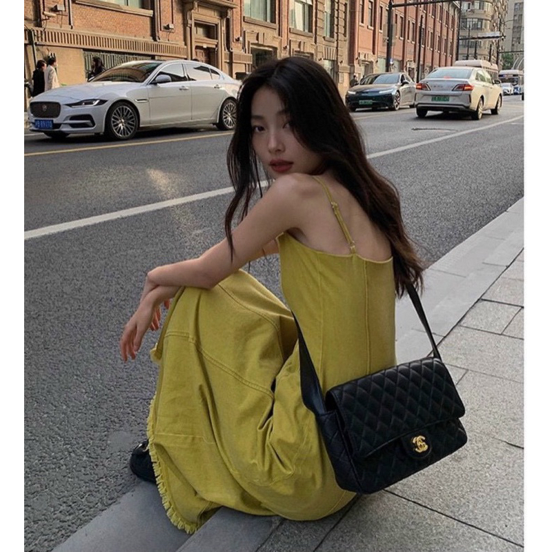 ĐẦM MAXI KAKI 2 DÂY TƯA LAI