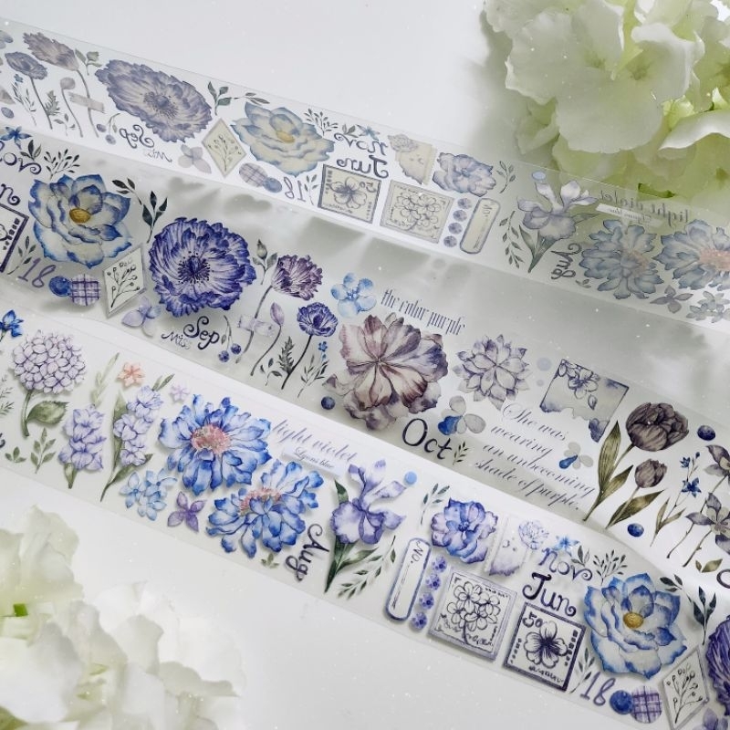Krisna.room ♡ BTB studio- Chu kì 70cm cuộn băng dán PET tape hoa màu xanh tím