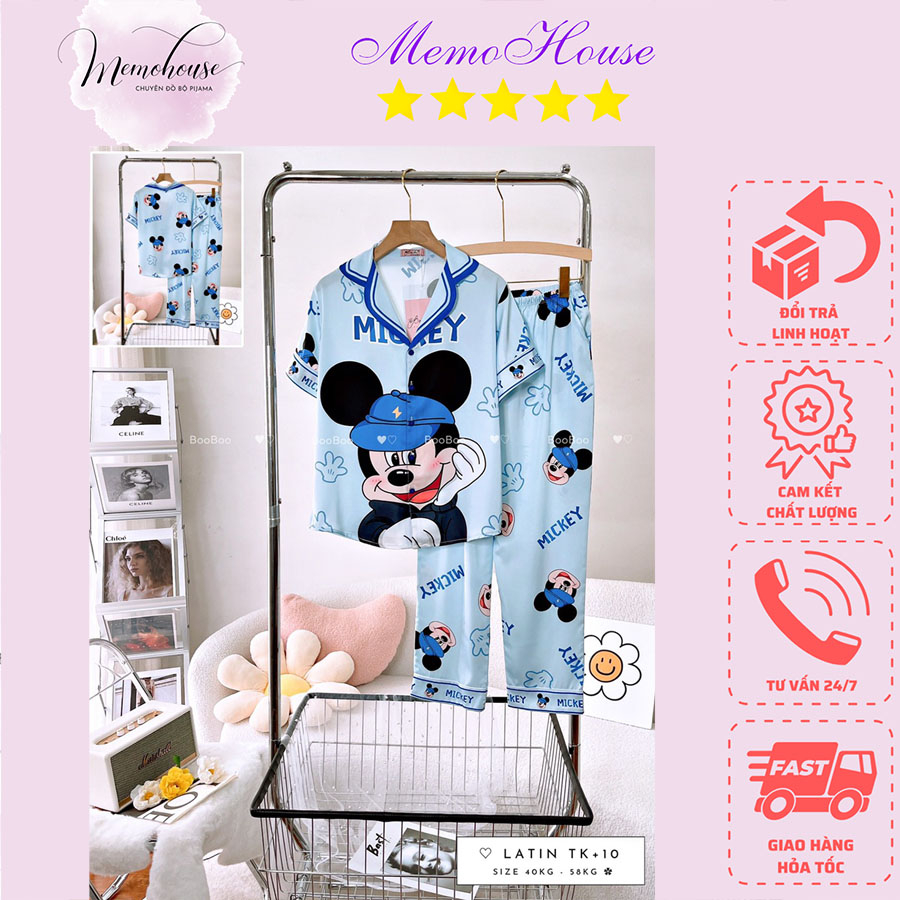 HỎA TỐC - Đồ Bộ Mặc Nhà Pijama Lụa Latin TN Quần Dài Freesize - HÀNG CAO CẤP
