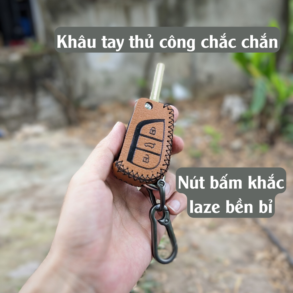 Bọc chìa khoá cơ xe Toyota Fotuner Innova  Altis, ốp chìa khoá ô tô fotuner innova altis da thật trẻ trung