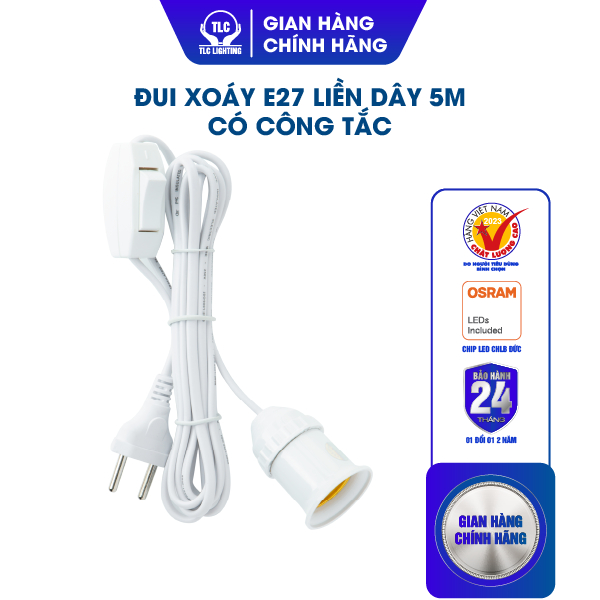 Đui đèn liền dây có công tắc dài 5m, 3m TLC LIGHTING
