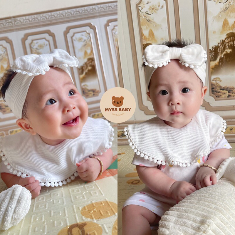 Turban nơ bản to viền ren MYSS BABY