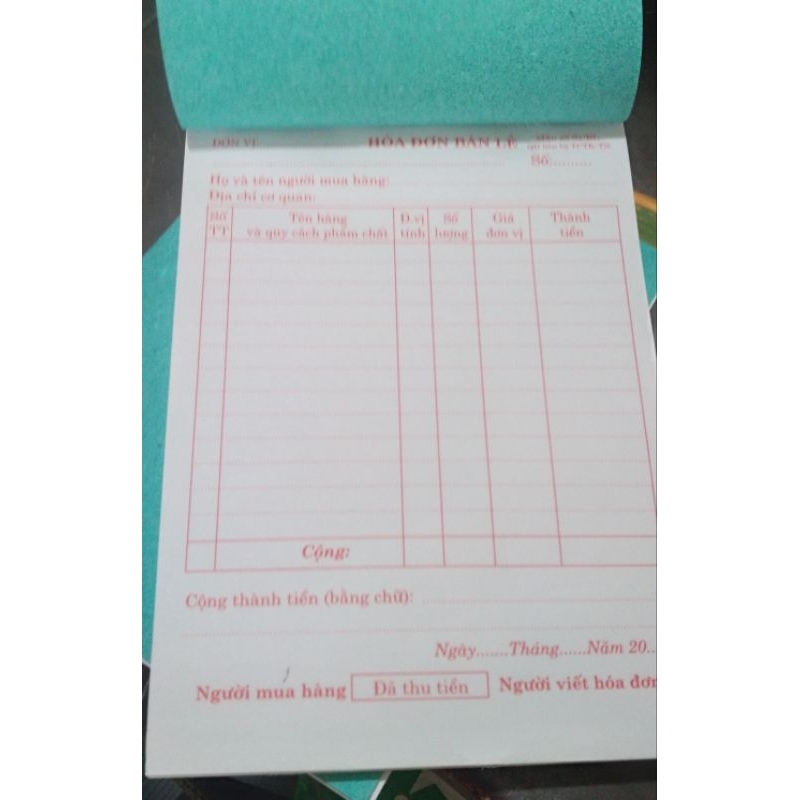 Hóa đơn bán lẻ A5 (100 tờ/quyển)