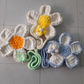 Túi len hoa cúc handmade kèm móc khóa bông hoa cùng tông