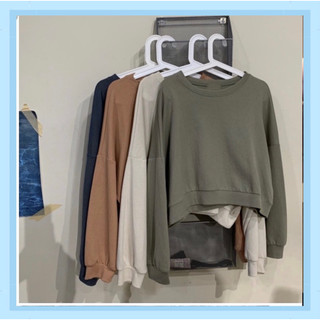 Áo croptop nữ, Áo nỉ sweater dài tay nữ form rộng chất da cá ulzzang