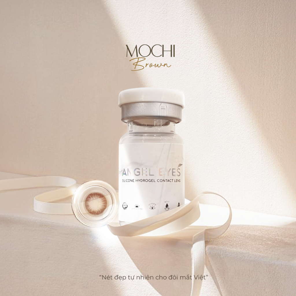 Lens nâu tự nhiên có độ Mochi thương hiệu Angel Eyes đường kính 14.2 có độ từ 0 đến 8