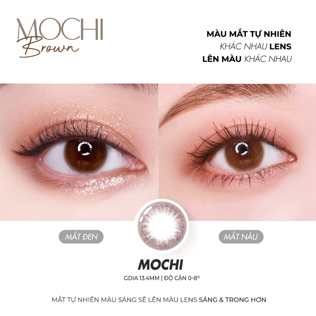 Lens nâu tự nhiên có độ Mochi thương hiệu Angel Eyes đường kính 14.2 có độ từ 0 đến 8