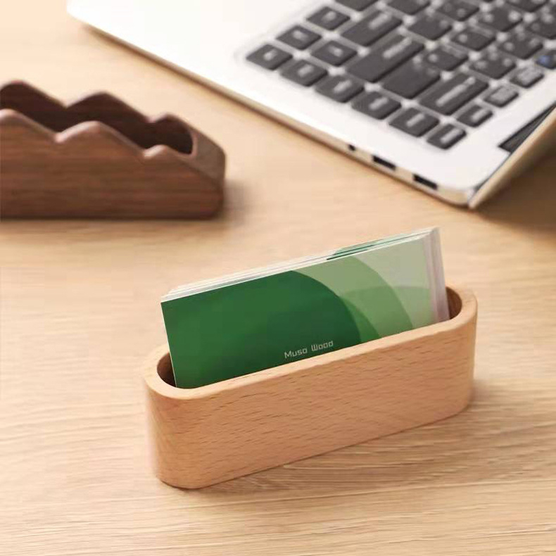 Đồ để danh thiếp, hộp đựng namecard để bàn bằng gỗ hình mây núi