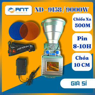 Đèn pin đội đầu siêu sáng, chống nước chiếu xa 500m, chóa 10cm công suất 9000w, nd-9158