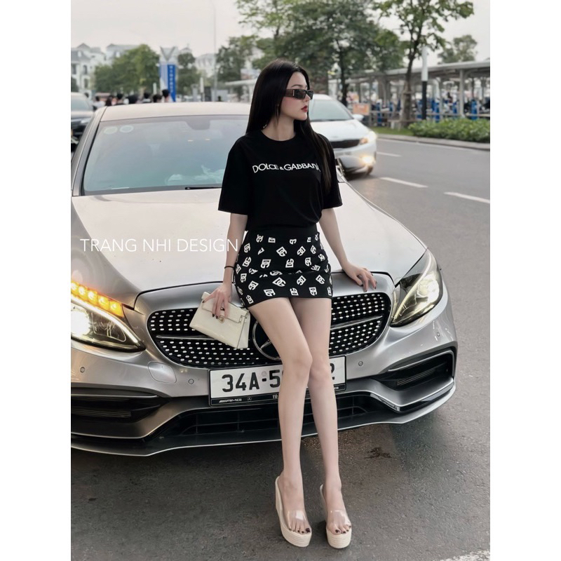 Set áo phông thun co dãn, chân váy co dãn tôn dáng siêu đỉnh dành cho nữ..