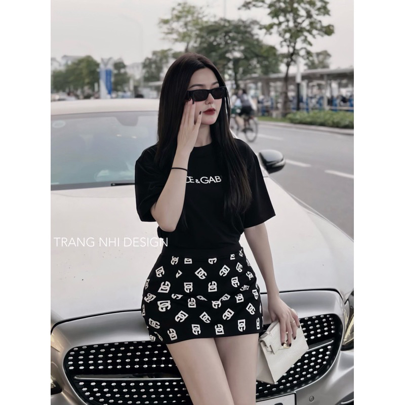 Set áo phông thun co dãn, chân váy co dãn tôn dáng siêu đỉnh dành cho nữ..