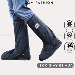 Ủng đi mưa GOMTAT bọc giày cổ cao chất liệu nhựa PVC 2 lớp - BOCGIAY-HUI-8001