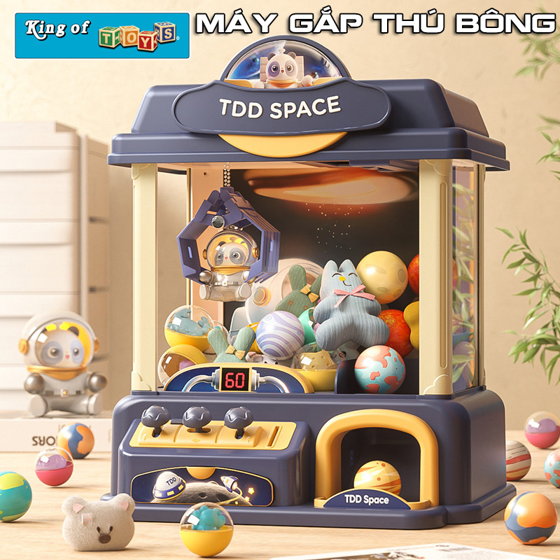 Máy Gắp Thú Mini Phi Hành Gia Kích Thước Lớn Có Nhạc Và Đèn Cùng Xu Đếm Thời Gian Kèm Nhiều Thú Bông,Bóng Cho Trẻ Em