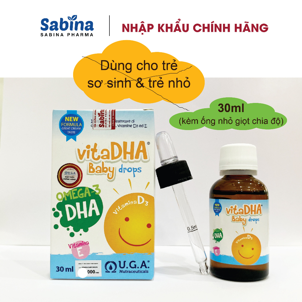 Combo 2 hộp VitaDHA Baby Drops – Bổ sung D3 và DHA cho bé 30ml U.G.A. Nutraceuticals S.r.l