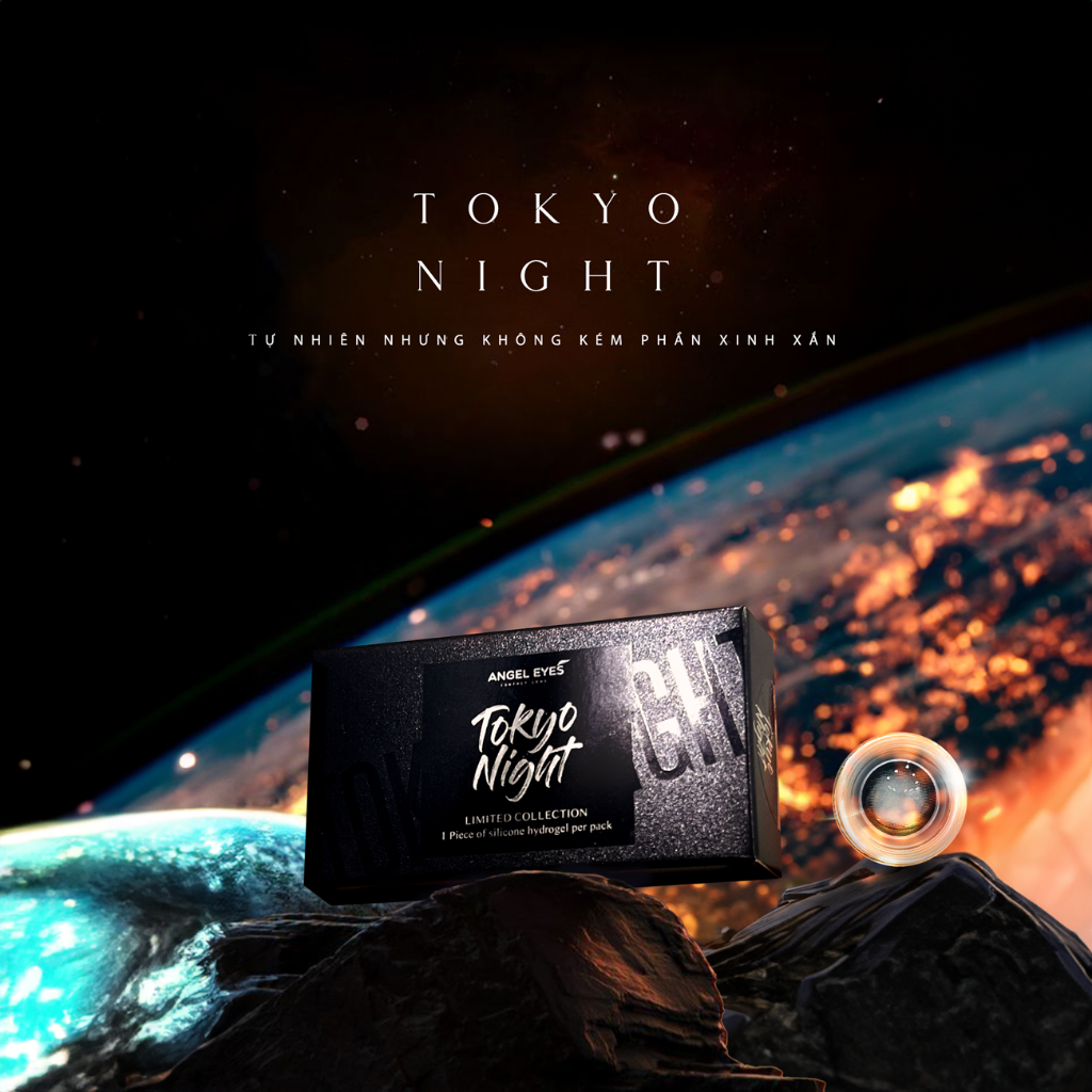 Lens đen giãn tròng có độ cận Tokyo Night nhãn hiệu Angel Eyes
